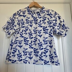 Anthro THML blue and White Top Sz Small